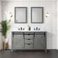 Lexora Home Marsyas 60" Double Bathroom Vanity in Ash Grey with 2 cm White Cultured Marble Top and Rectangular Sinks, , large