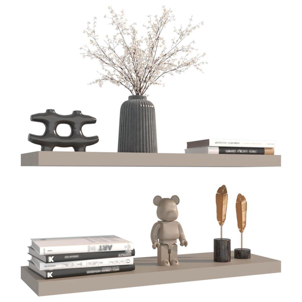 Hearth and Haven 32" Floating Wall Shelf in Taupe (Set of 2), , large