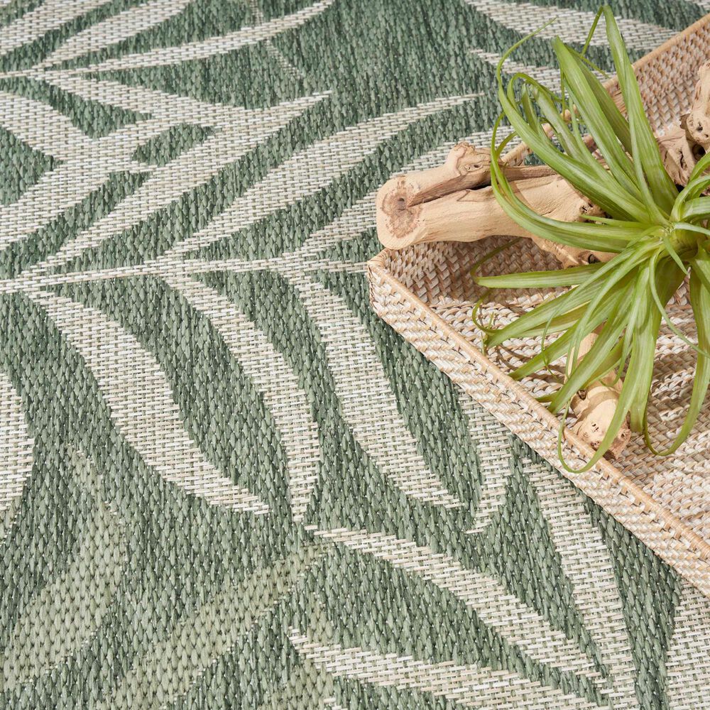 Nourison Garden Oasis GOA01 Green and Ivory 5&#39; x 7&#39; Indoor/Outdoor Area Rug, , large