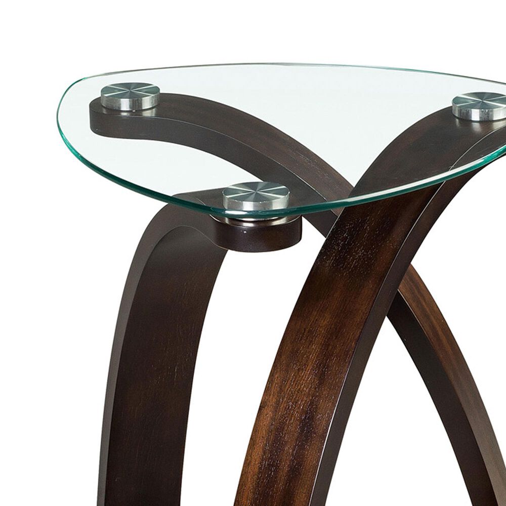Nicolette Home End Table in Dark Mahogany and Glass, , large