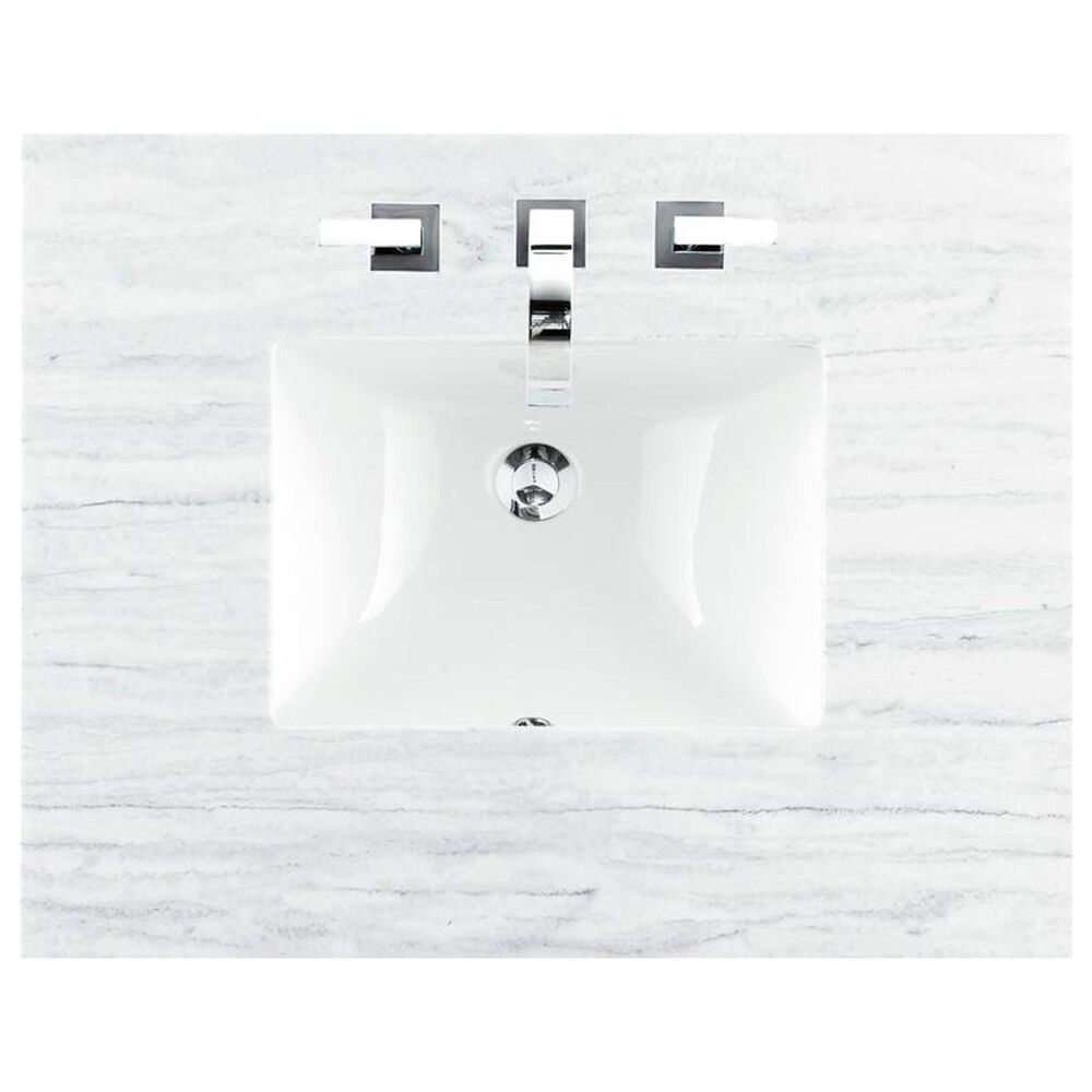 James Martin Vanities De Soto 36&quot; Single Bathroom Vanity in Bright White with 3 cm Arctic Fall Solid Surface Top and Rectangular Sink, , large