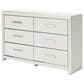 Ashley Zuraleus 6-Drawer Dresser Only in Matte White and Chrome, , large