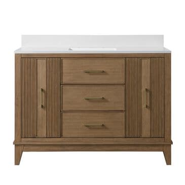 37B Fenwick 48" Single Bathroom Vanity in Kona with Glossy White Composite Stone Top and Backsplash, , large