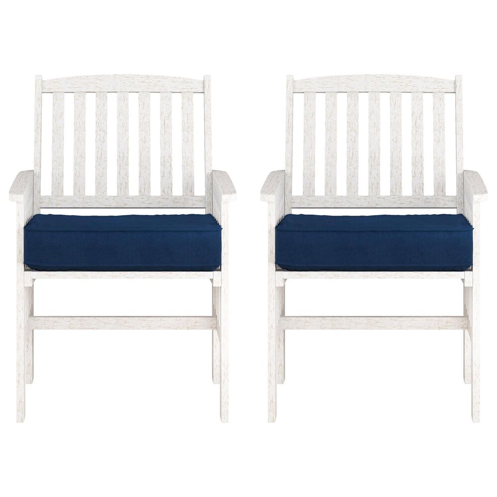 CorLiving Miramar Patio Armchair in White/Navy Blue &#40;Set of 2&#41;, , large