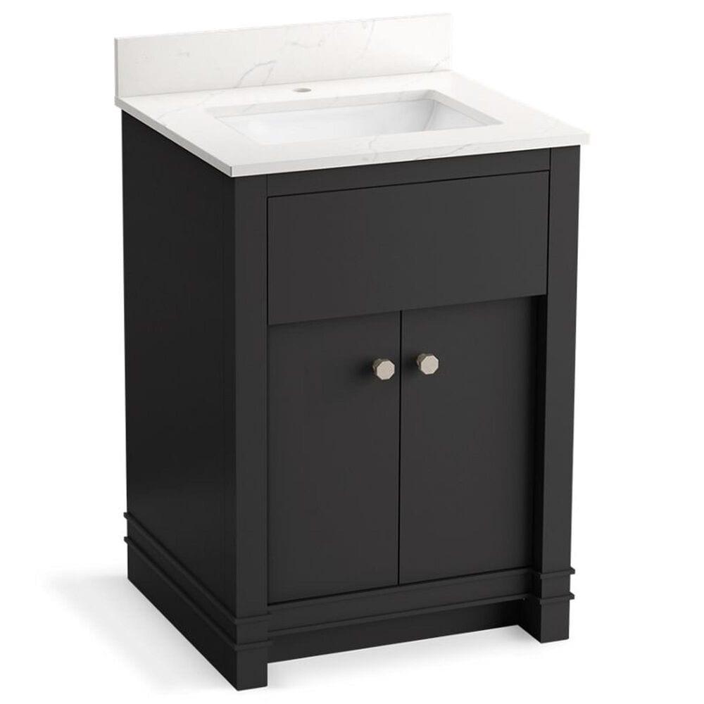 Kohler Alouette 24" Single Bathroom Vanity in Ferrous Grey with 2 cm White Quartz Top and Rectangular Sink, , large