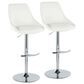 LumiSource Diana Adjustable Barstool with White Faux Leather Upholstery in Chrome (Set of 2), , large
