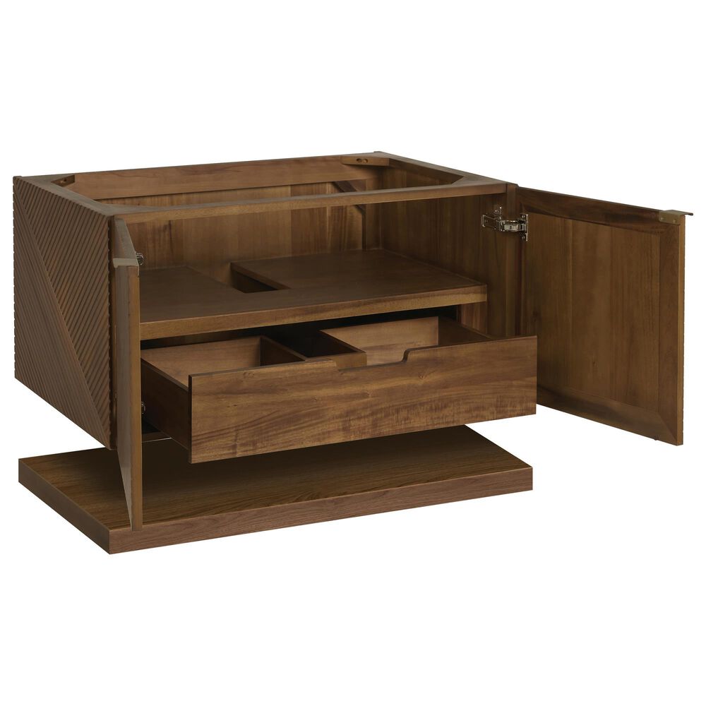 James Martin Vanities Marcello 36" Wall Mounted Single Bathroom Vanity in Chestnut with 3 cm Parisien Bleu Quartz Top and Rectangular Sink, , large