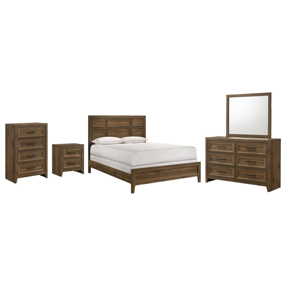 Crown Mark Lorraine 5 Piece Queen Panel Bedroom Set in Brown, , large