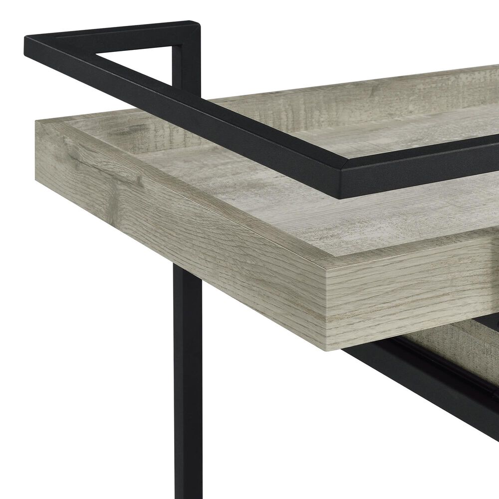 Pacific Landing Ventura Storage Bar Cart in Grey Driftwood and Black, , large