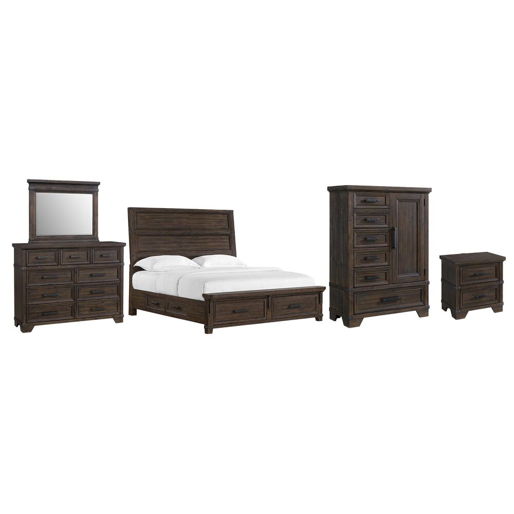 Mayberry Hill Colorado 5 Piece King Storage Bedroom Set in Charcoal with USB Ports, , large