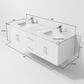 Lexora Home Geneva 60" Double Bathroom Vanity in Glossy White with 2 cm White Carrara Marble Top and Rectangular Sinks, , large