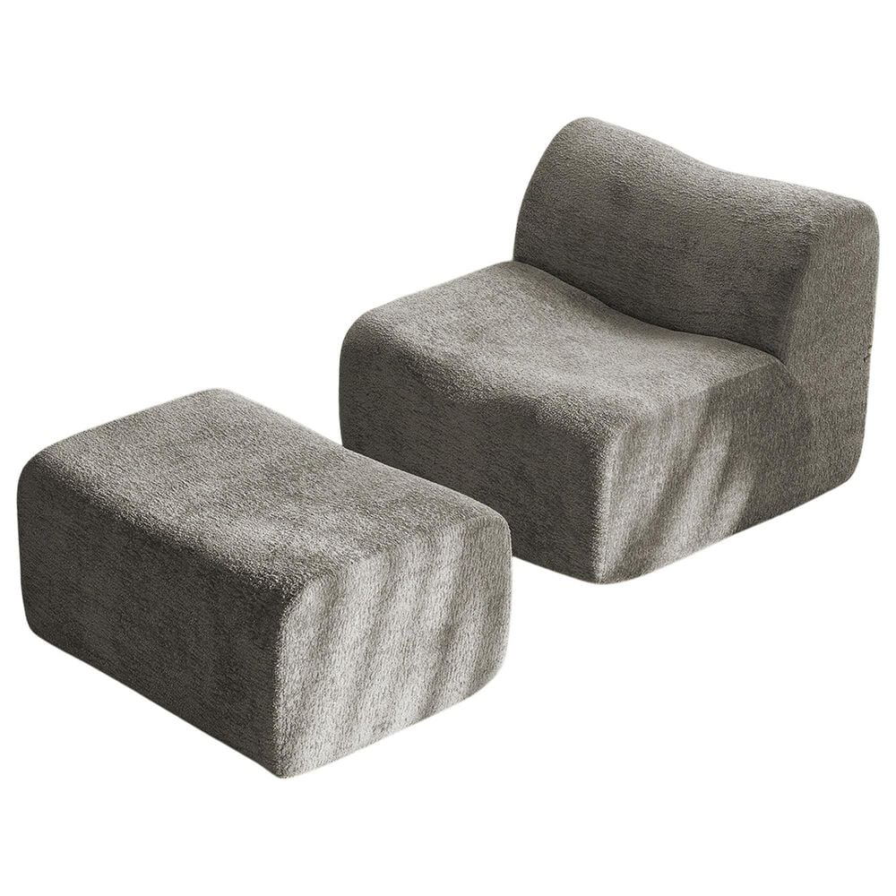 Hearth and Haven Accent Chair and Ottoman in Gray, , large