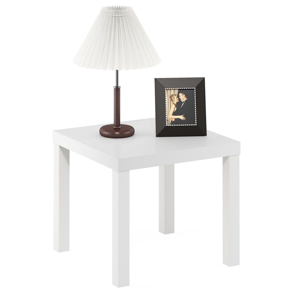 HOMLUX 20" Square Parsons Side Table in White, , large