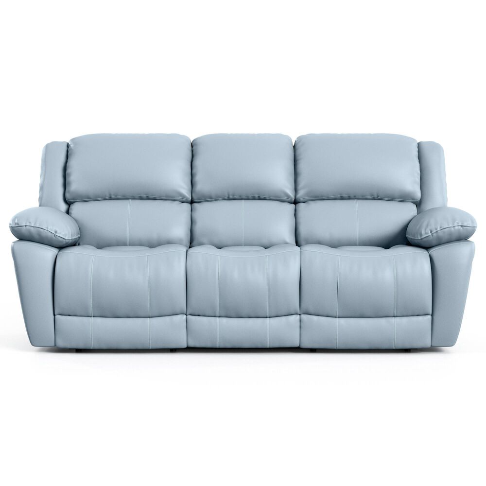 Furniture of America Glarus Manual Reclining Sofa in Powder Blue, , large