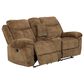 Signature Design by Ashley Huddle Double Reclining Loveseat with Console in Nutmeg, , large