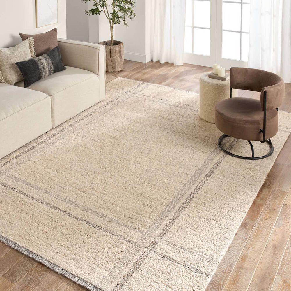 Jaipur Hadi Bilal 10&#39; x 14&#39; Pumice Stone, Humus, Frozen Dew, Fog and Almond Milk Area Rug, , large