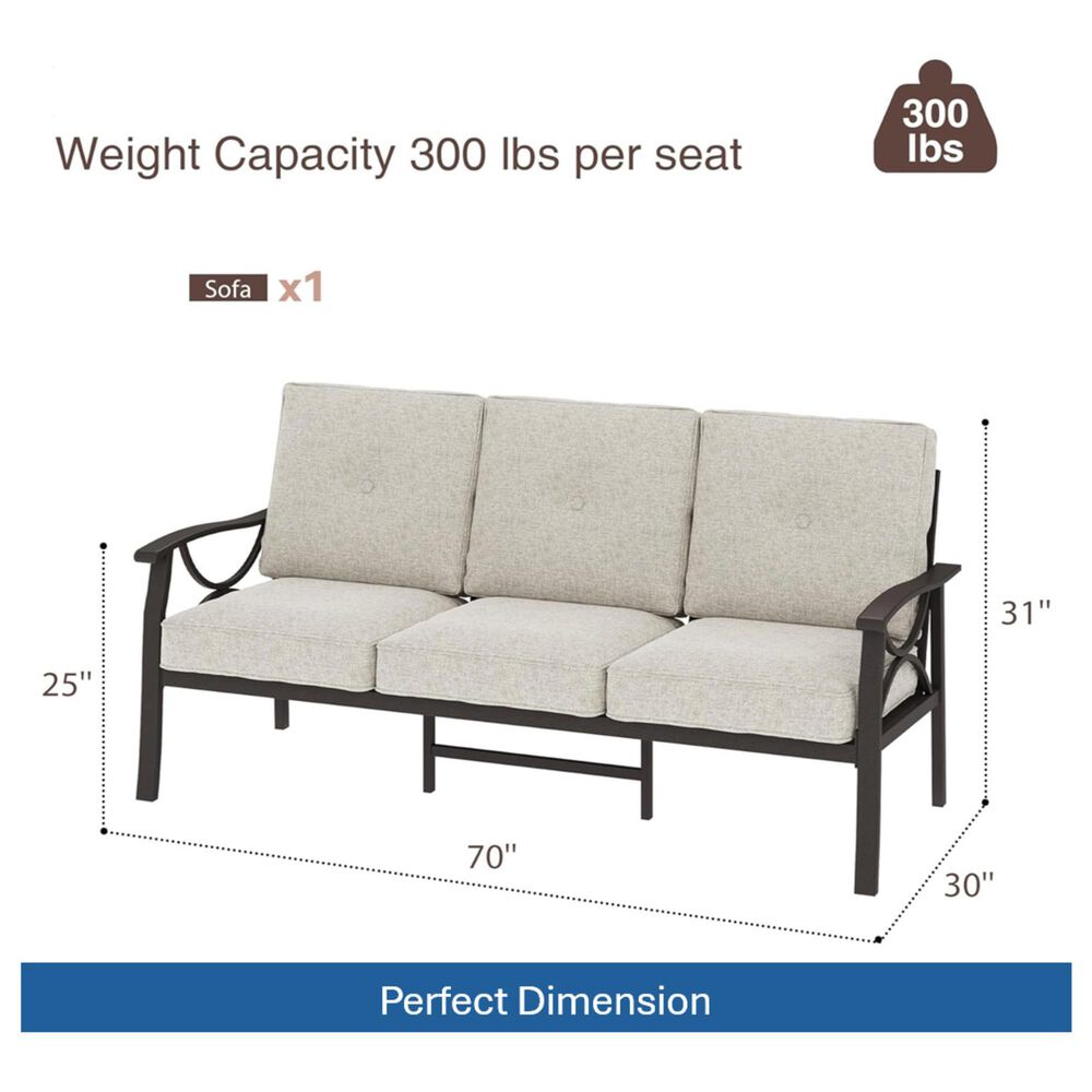 Hearth and Haven Outdoor Sofa with Light Khaki Metal Frame in Beige, , large