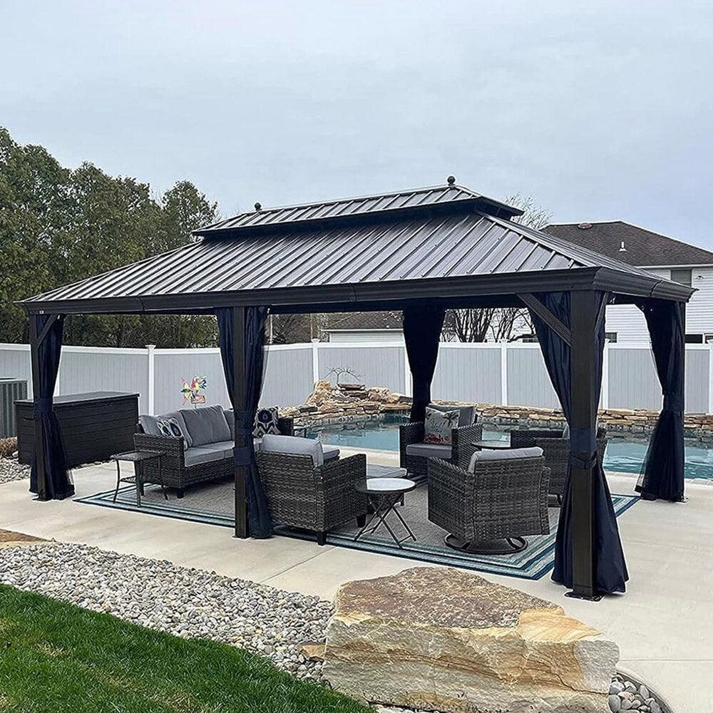 HOMLUX 12' x 20' Hardtop gazebo with double roof in Bronze, , large