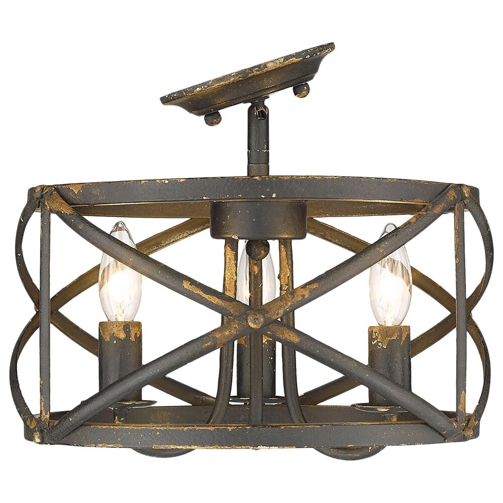 Golden Lighting Alcott Semi-Flush in Antique Black Iron, , large