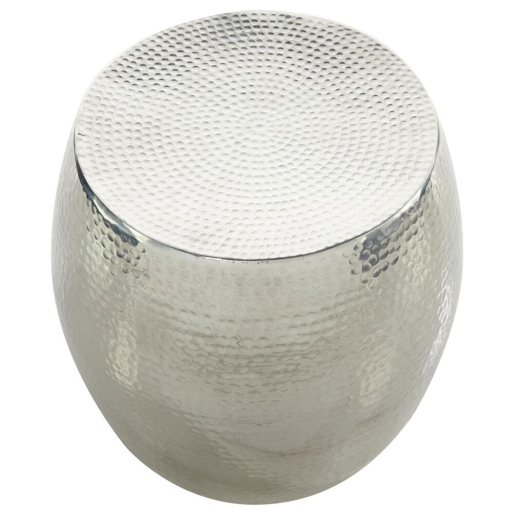 Maple and Jade Drum End Table with Hammered Design in Silver, , large