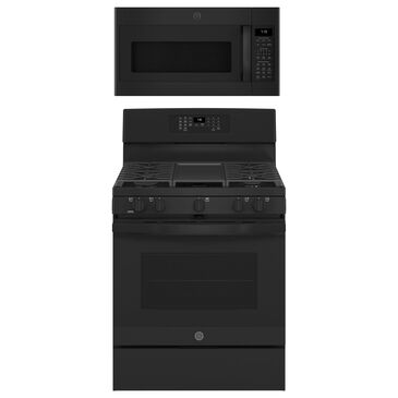 GE Appliances 2-Piece Kitchen Package with 30"" Gas Range and 1.9 Cu. Ft. Microwave Oven in Black, , large