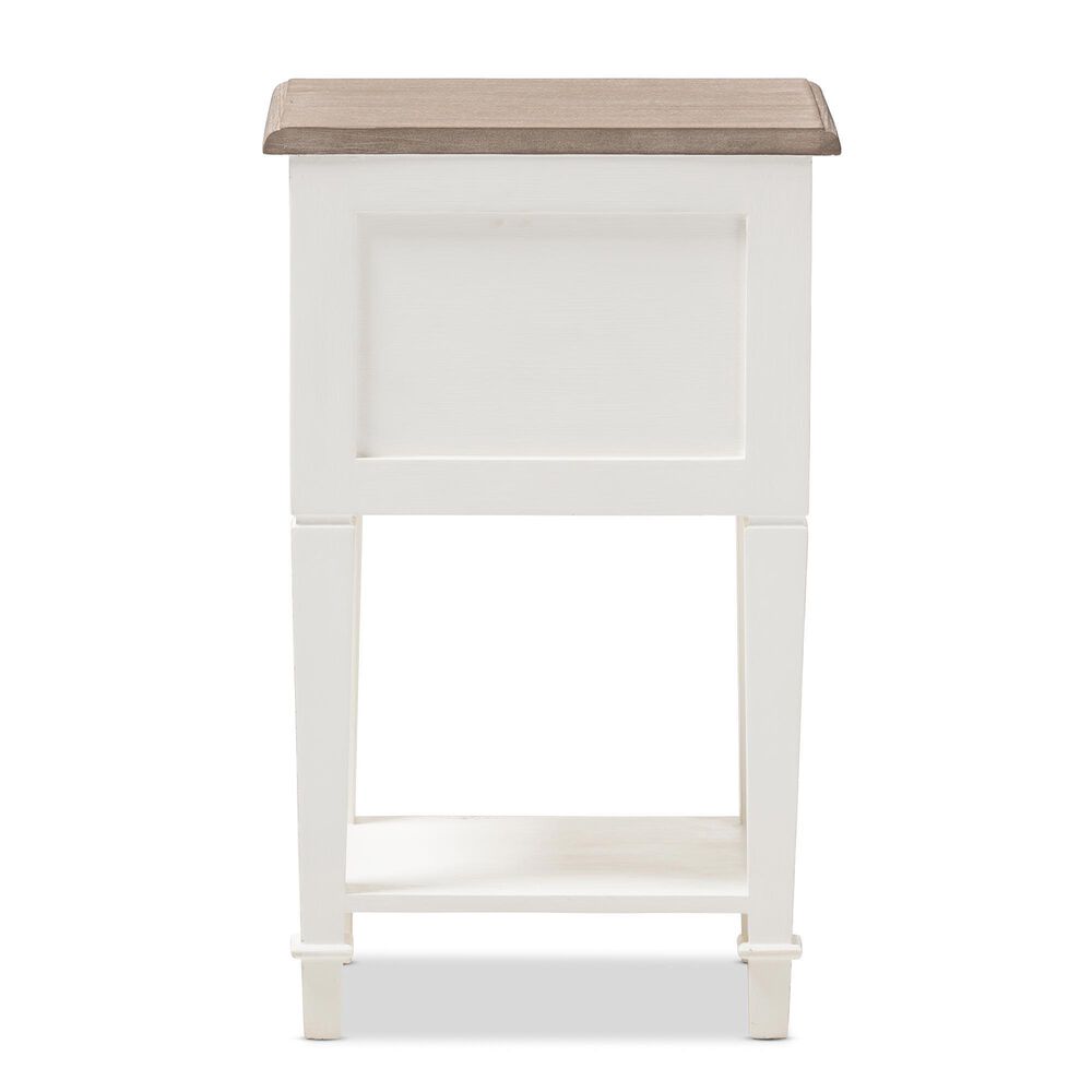 Baxton Studio Dauphine 2-Drawer Nightstand in White and Natural, , large