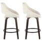 LumiSource Fabrico 26" Swivel Fixed-Height Counter Stool with Cream Noise Fabric Upholstery in Black and Glazed Walnut (Set of 2), , large