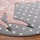 Safavieh Carousel 5"3" Round Grey, Ivory and Pink Kids Area Rug, , large