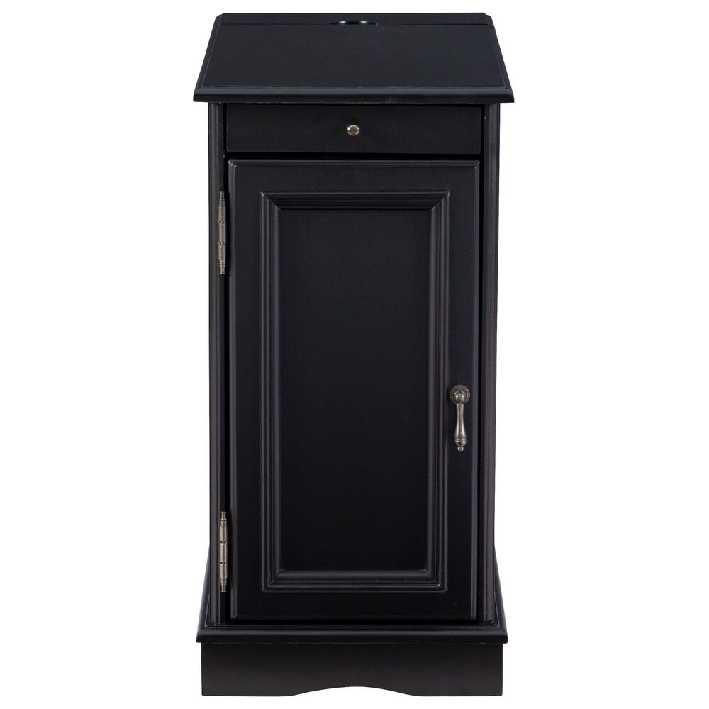 Linon Home Decor Barron Accent Table with USB Charging Station in Black, , large