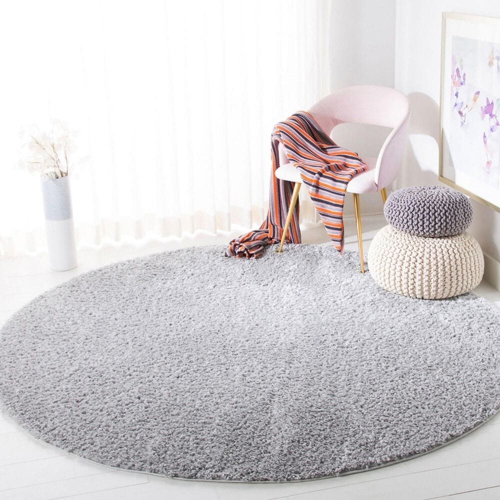 Safavieh August Shag AUG900G 6&#39;7&quot; Round Silver Area Rug, , large
