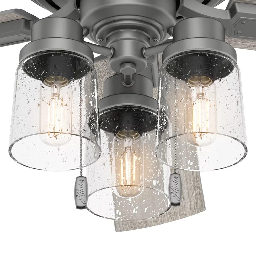 Hunter Hartland Low Profile 52&quot; Ceiling Fan with LED Lights in Matte Silver, , large