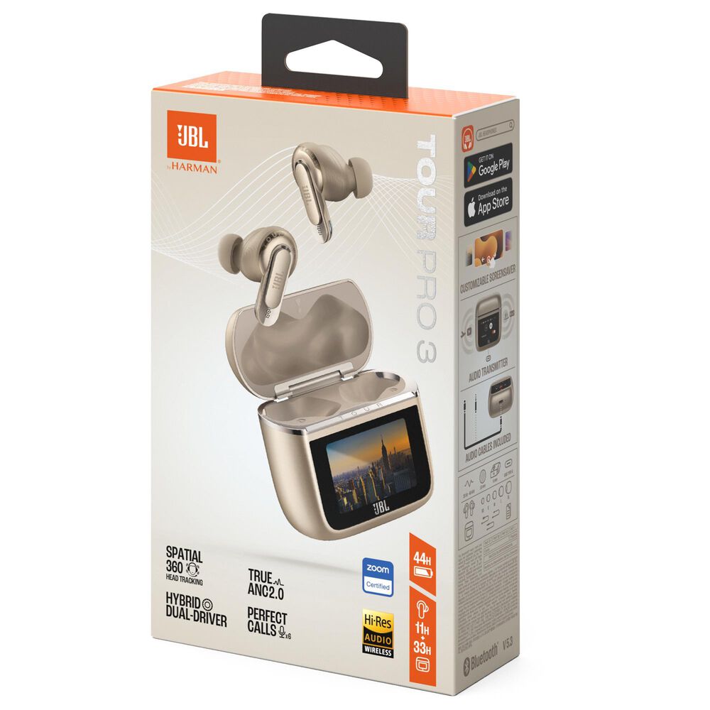 JBL Tour Pro 3 True Wireless Noise Cancelling Earbuds with Smart Charging Case in Latte, , large