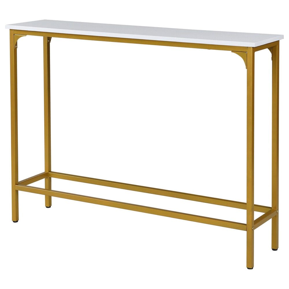 Carolina Chair and Table Stella Console Table in White and Gold, , large
