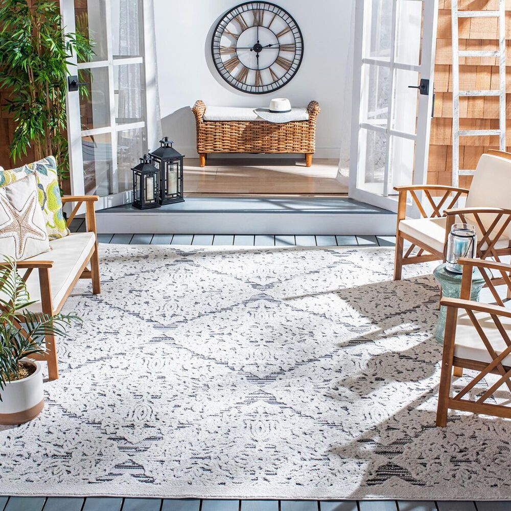 Safavieh Cabana CBN660A 9&#39; x 12&#39; Ivory and Grey Indoor/Outdoor Area Performance Rug, , large