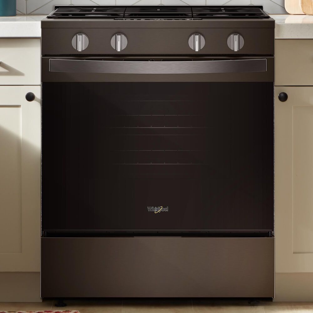 Whirlpool 30" Gas Smart Range in Black-on-Stainless Steel, , large