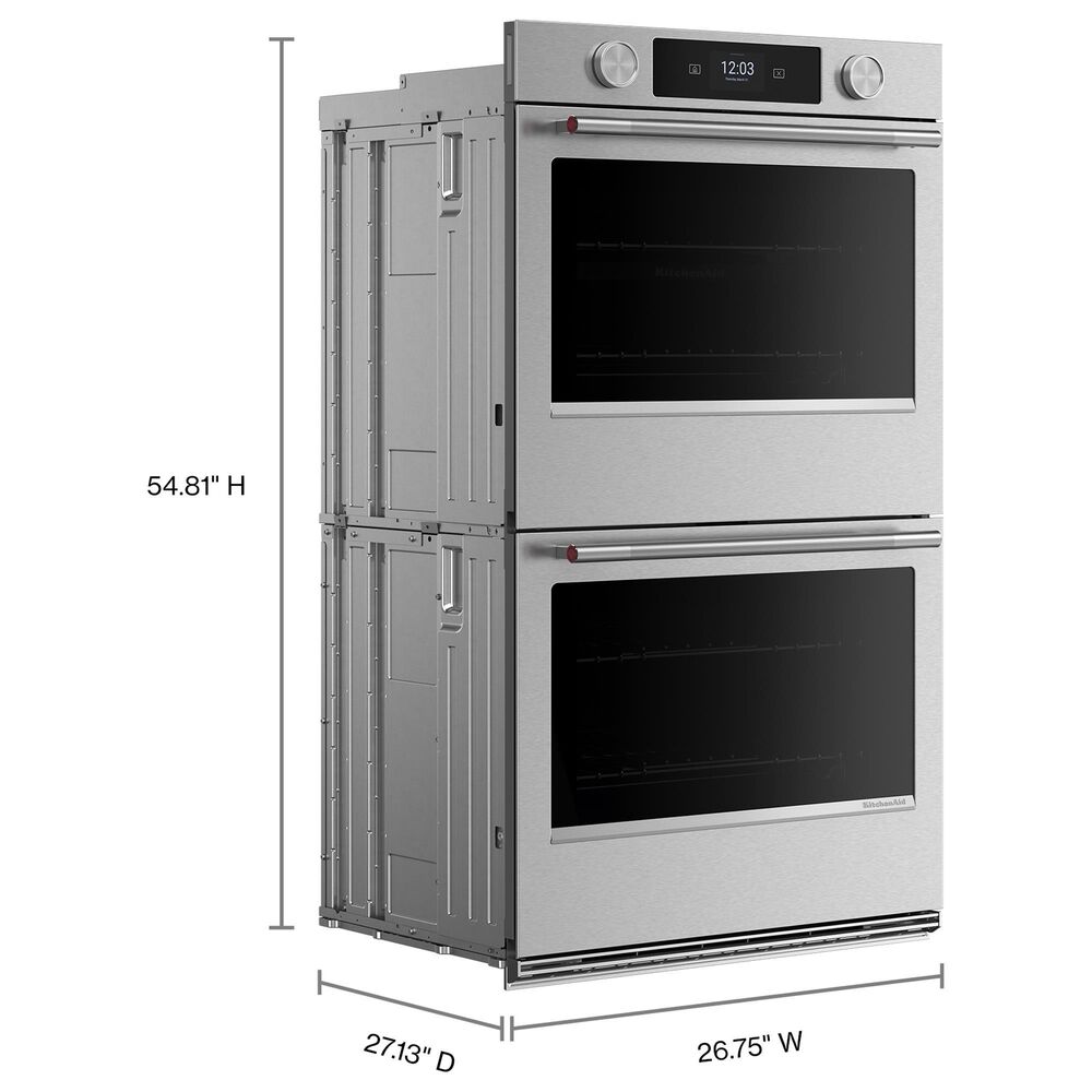 KitchenAid 27&quot; Smart Double Wall Oven with Assisted Cook Cycles in PrintShield Stainless, , large
