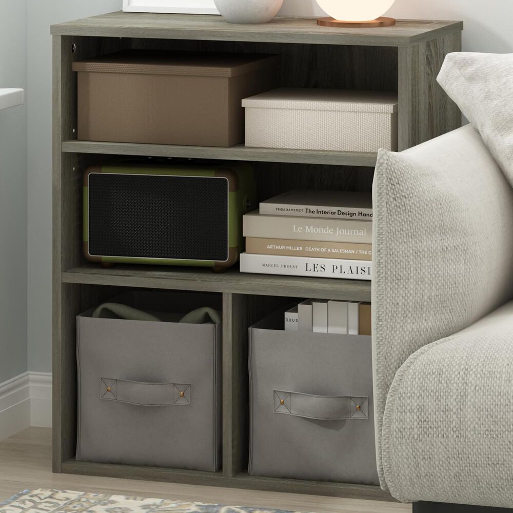 HOMLUX 3-Tier Display Bookcase with Adjustable Shelves in French Oak, , large