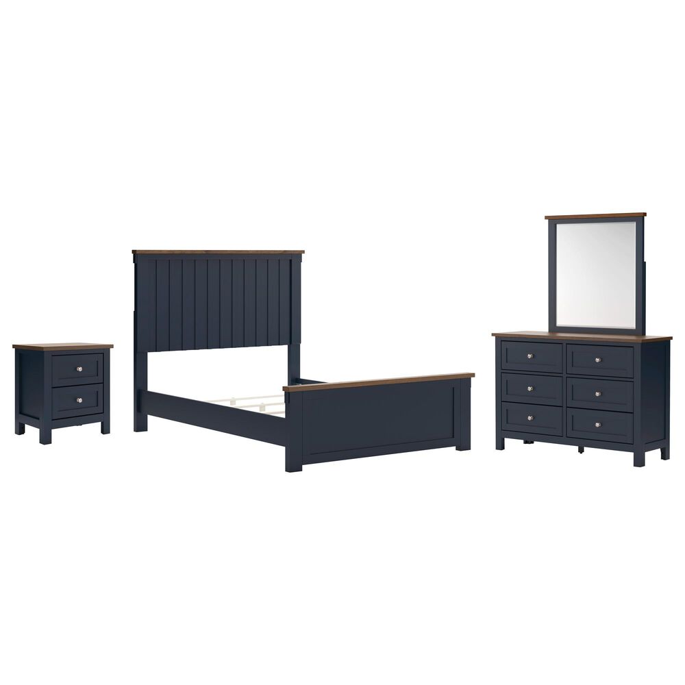 Ashley Landocken 4-Piece Full Bedroom Set in Brown and Blue, , large
