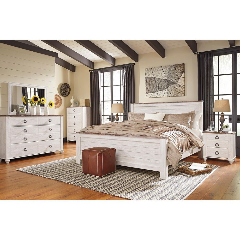 Ashley Willowton King/California King Panel Headboard in Whitewash, , large