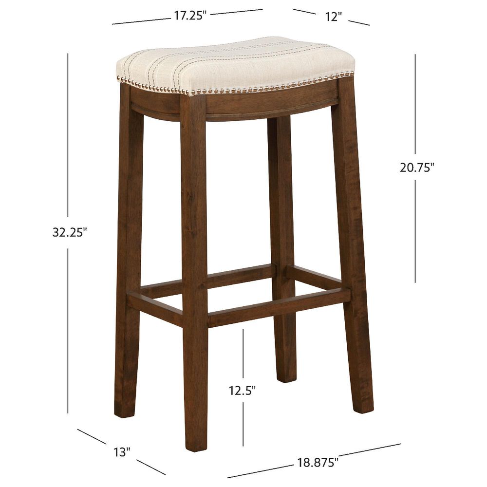 Linon Home Decor Claridge Bar Stool with Natural Cushion in Rich Brown, , large