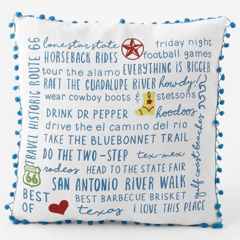 One Hundred 80 Degrees 18" x 18" Texas in Bloom Throw Pillow in White, , large