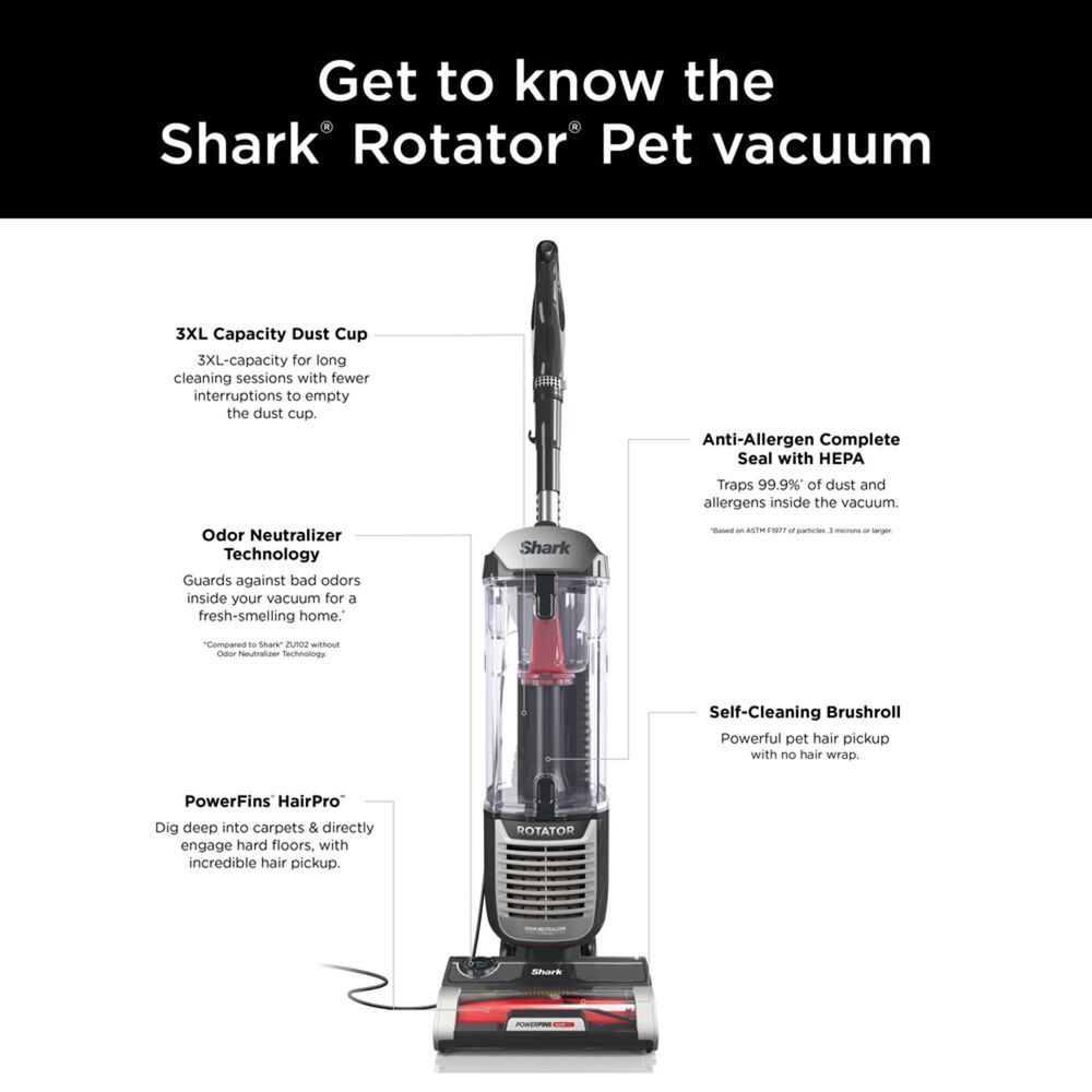 Shark Rotator Pet Upright Vacuum with PowerFins HairPro in Charcoal, , large