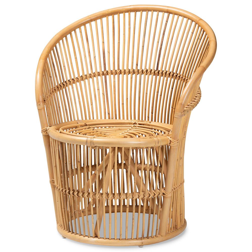 Baxton Studio Narva Rattan Accent Chair in Natural Brown, , large