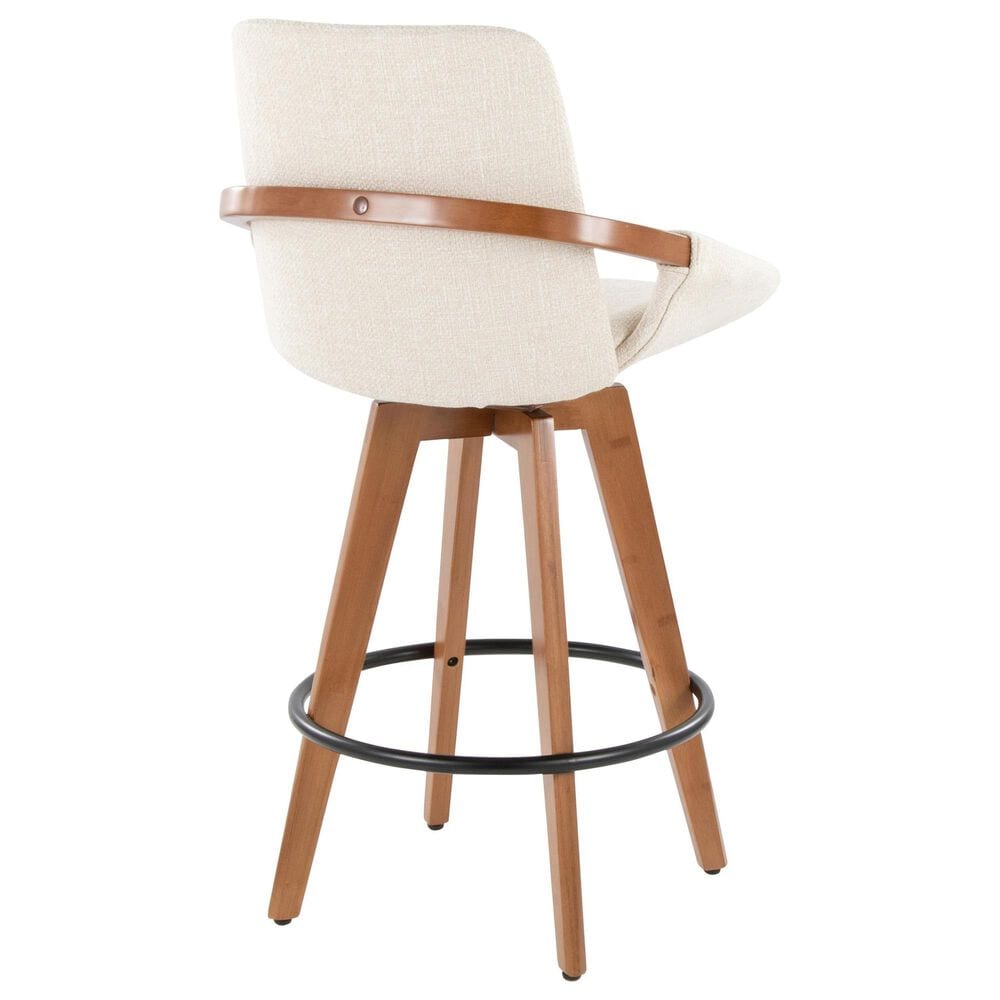 Lumisource Cosmo Swivel Counter Stool with Cream Cushion in Walnut and Black, , large
