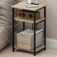 HOMLUX 22.7" 3-Tier End Table in Bauhaus Oak and Black, , large