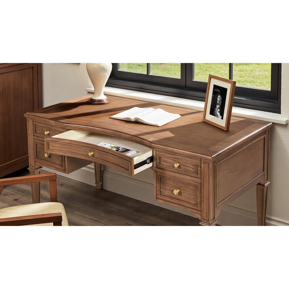 Jennifer Taylor Home Dauphin 59" 5-Drawer Executive Desk in Brown, , large