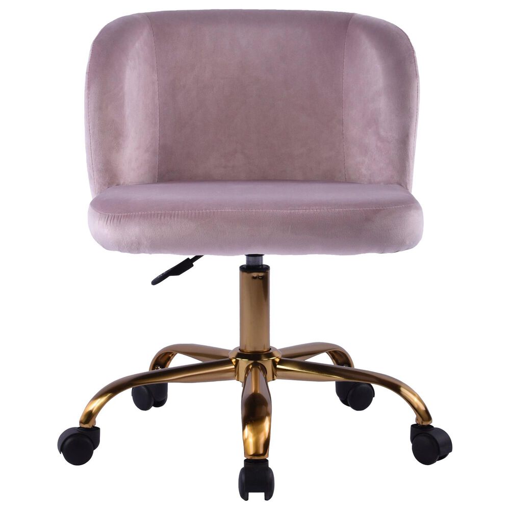 Impressions Vanity Rylee Swivel Vanity Chair with Pink Cushion in Antique Gold, , large