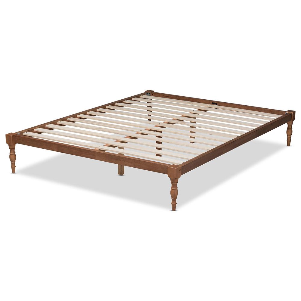 Baxton Studio Iseline Full Platform Bed Frame in Walnut Brown, , large