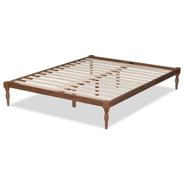 Baxton Studio Iseline Full Platform Bed Frame in Walnut Brown, , large