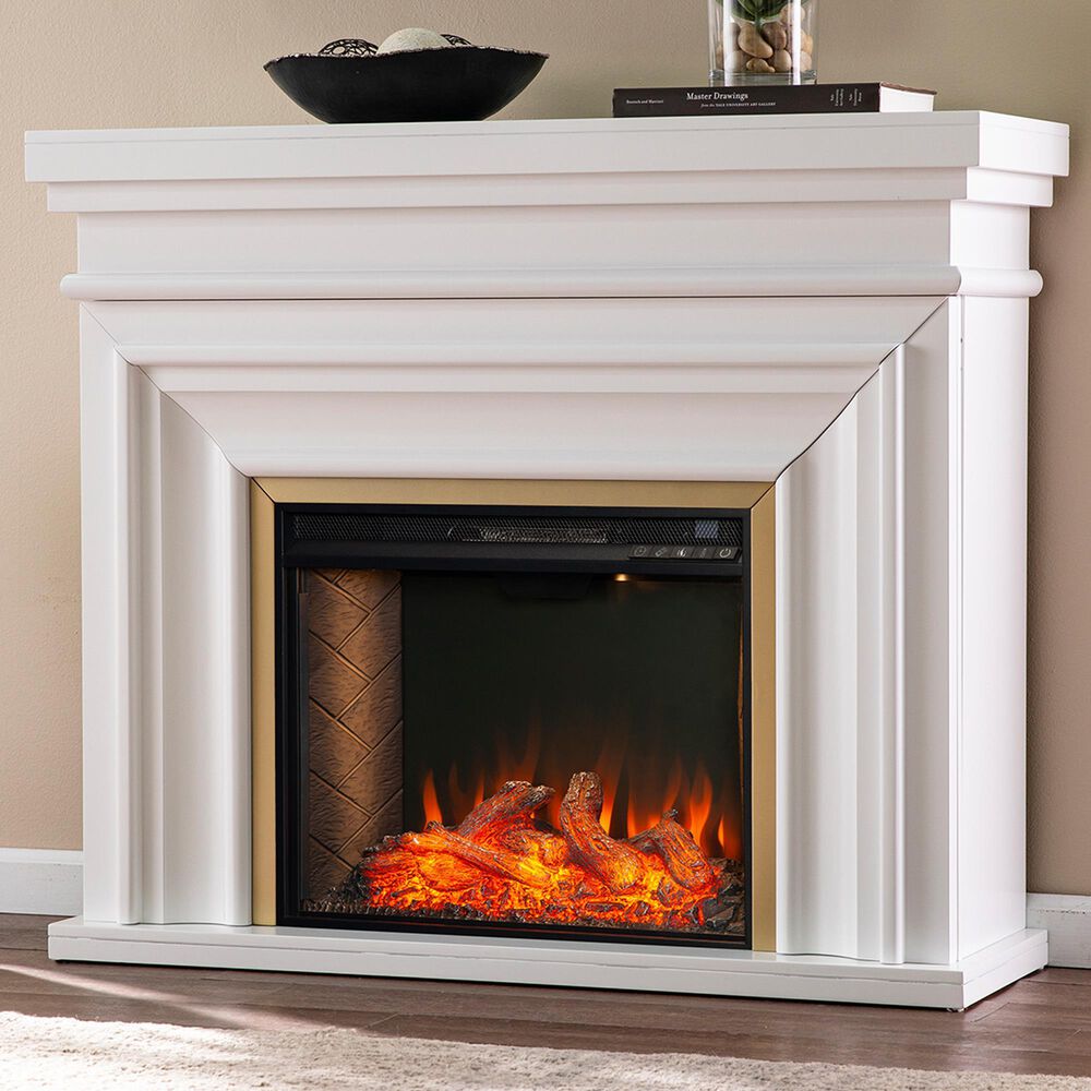 Southern Enterprises Bevonly Smart Electric Fireplace with Storage in